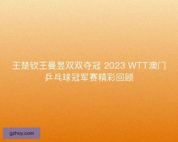 王楚钦王曼昱双双夺冠 2023 WTT澳门乒乓球冠军赛精彩回顾